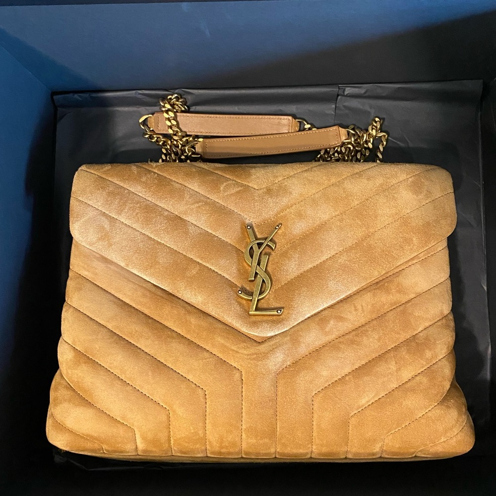 LOULOU MEDIUM CHAIN BAG IN "Y"-QUILTED SUEDE